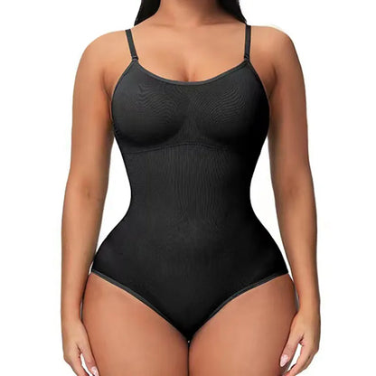 V Neck Spaghetti Strap Compression Bodysuit